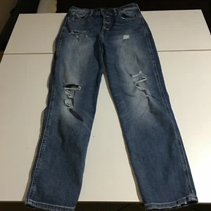 Hollister Ultra High Rise Mom Jeans Women Juniors Size 5R Button Fly Distressed - Picture 1 of 11