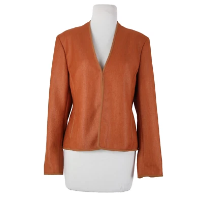Chaqueta Blazer Jones New York Talla 8 Naranja Forrada Gancho Ojo Cierre Poliéster Seda Foto 1 de 4