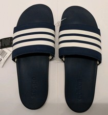 navy blue adidas slides