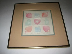 Mary Dinkins " Hearts & House" signed LE 58/300 Hand Colored Etching 12x12" - Bild 1 von 5
