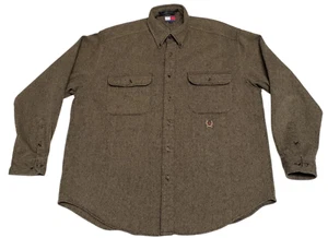Vintage Tommy Hilfiger Shirt Men’s XL Brown Long Sleeve Wool Blend Crest *Flaw* - Picture 1 of 10