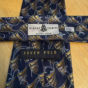 Robert Talbott SEVEN FOLD Silk Tie Blue Gold Textured LTD Edition #1 /40 Ornate - Picture 1 of 7
