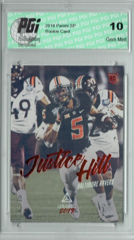 Justice Hill 2019 Panini Luminance #157 #8 of 10 Produced Rookie Card PGI 10 - Image 1 of 1