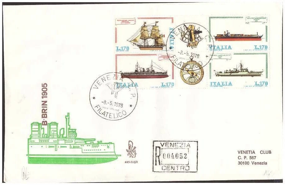 FDC Venetia Club 1978 - Block Ships Bustone Viaggiata Racc - Image 1 of 1