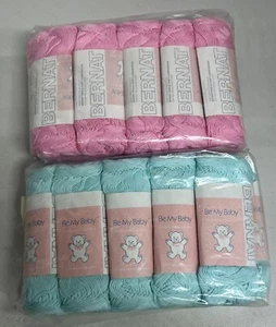 Bernat Baby Yarn- Lot Of 20 Skeins- 10 Of Aqua/10 Of Petal Pink - Picture 1 of 7