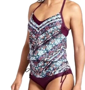 Athleta Swimsuit Marrakesh Side Scrunch Tankini Swim Top Size 32 B/C UPF+50 - Picture 1 of 11