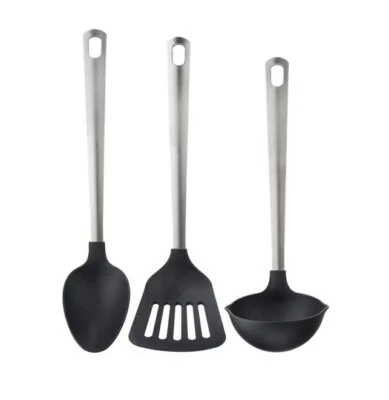 IKEA  DIREKT 3-tlg.  Küchenutensilien Set Antihaftbeschichtet Schwarz/Edelstahl - Bild 1 von 4