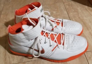 Nike 312272-181 Uptempo Max Air Sz 18!! White + Orange Basketball Shoes EXC! - Picture 1 of 7