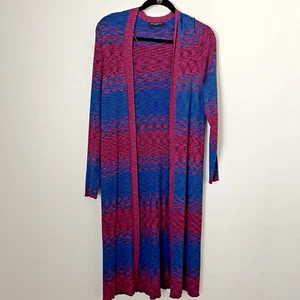 Lane Bryant Long Knit Spring Duster Pink Blue Preppy Cozy Layering 18/20 NWOT - Picture 1 of 5