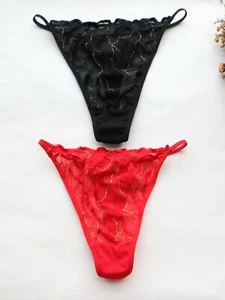 Women Sexy Thongs Mesh&embroidery Bling Underwear High Cut G-string Panties S-M - Picture 1 of 10