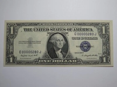 $1 1935-G Very Low Serial Number Blue Seal Silver Certificate Currency Note UNC+ - Image 1 of 3