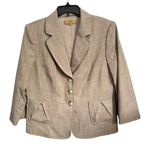 Alex Marie Petite Womens Blazer 16P Beige Checkered Polyester Viscose Blend - Picture 1 of 12