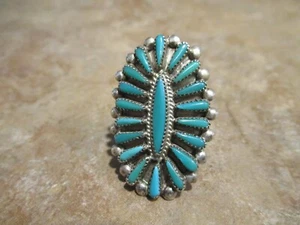 1 3/8" HERVORRAGEND!! Vintage Zuni Sterling Petit Point türkis Ring 8,25 - Bild 1 von 8