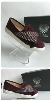 NUEVO CON CAJA VINCE CAMUTO BARITA Cabernet Rojo Lux Niños Gamuza Tenis Zapatos 7.5M Foto 1 de 2