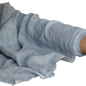 Leinen Stoff Gaze Meterware pastellblau 140 cm breit. 100% Leinenstoff erweicht - Bild 1 von 9