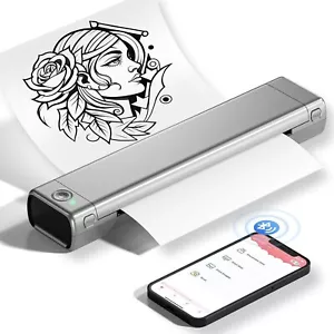 Phomemo M08F Bluetooth & USB Portable Thermal Printer & Paper SILVER & BLACK - Picture 1 of 5
