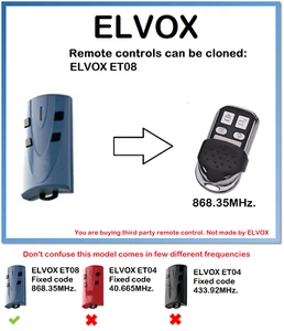 Elvox ET08 Mando a Distancia Universal Duplicador 868.35MHz - Picture 1 of 4