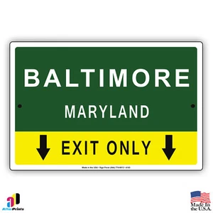 Letrero de metal de aluminio de la ciudad estatal novedad salida de carretera de Baltimore, Maryland - Imagen 1 de 1