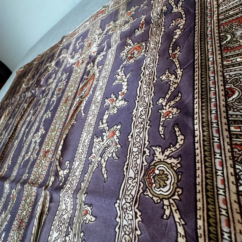 Cachecol Etro Paisley roxo ouro lã mistura de seda designer italiano 30x30 vintage - Imagem 1 de 4