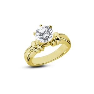 0.30ct F SI1 Round Natural Diamond Yellow Gold Vintage Solitaire Engagement Ring - Picture 1 of 6
