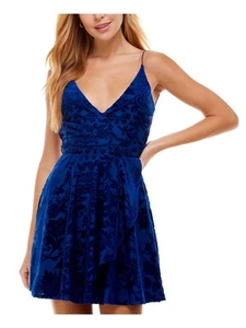 CITY STUDIO Womens Sleeveless V Neck Above The Knee Party A-Line Dress - Picture 1 of 3