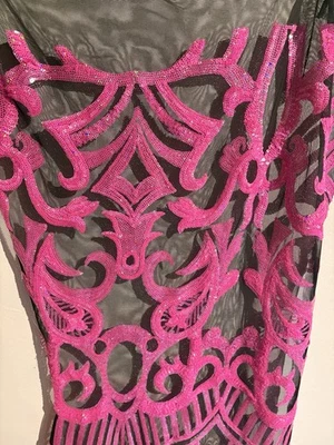 Black/pink Sparkly Sequin Fabric Scrap - Image 1 of 4