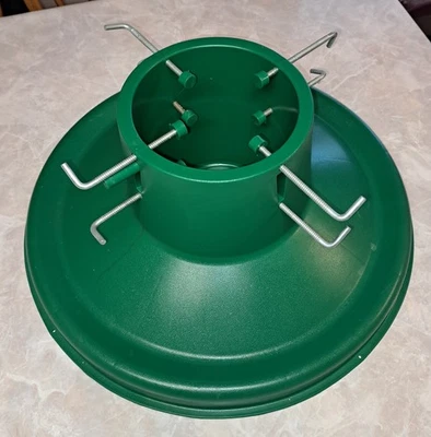 19" W Green 8 Screw Christmas Tree Stand W/ 7.5" Deep x 6" Diameter Water Basin  - Image 1 of 4