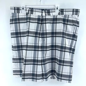 Alan Flusser Golf Shorts Mens 40 Plaid Gray White Black Casual with Flaw - Picture 1 of 9