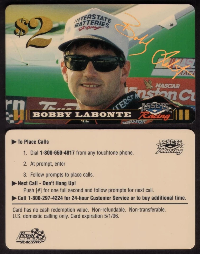 Assets Racing 1995: Bobby LaBonte Gold Signature SPECIMEN Phone Card - Image 1 of 1