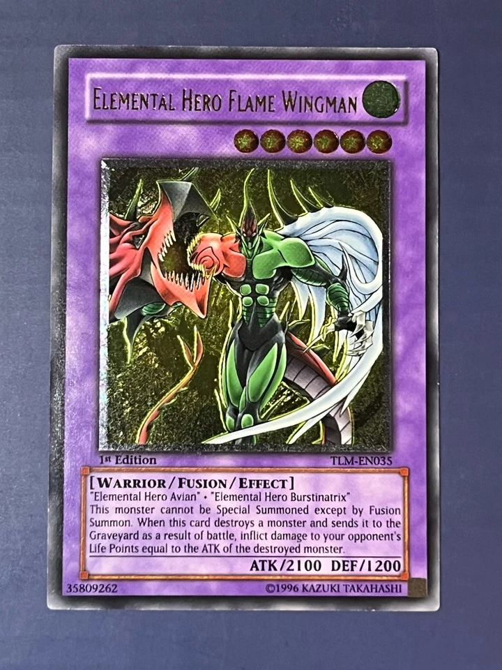 Yugioh Elemental Hero Flame Wingman TLM-EN035 Ultimate Rare 1st Edition LP - Image 1 of 4