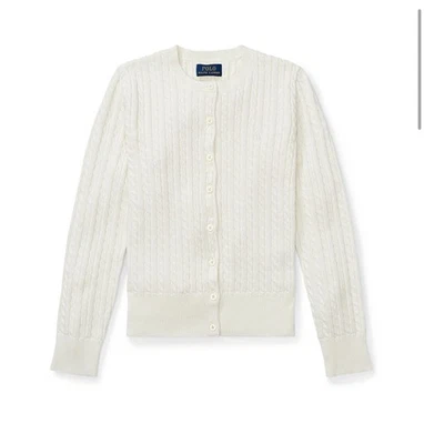 Cárdigan de algodón tejido con cable para niña grande Polo Ralph Lauren nuevo con etiquetas, talla grande (12-14) Foto 1 de 4