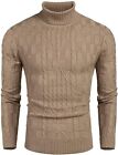 Coofandy Men's Slim Fit Turtleneck Sweater Casual Cable Knit Pullover Sweaters