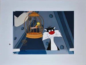 WARNER BROS. Two Looney Tunes Animation Cels, Sylvester & Tweety, with WB COAs - Picture 1 of 11