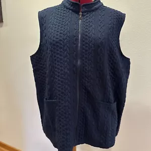 BLAIR Vest Braid design front pockets Women's Size L Navy New - Picture 1 of 7