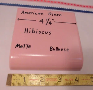 Hibiscus Pink; Matte Radius Bullnose Ceramic Tile 4-1/4" American Olean, NOS - Picture 1 of 12