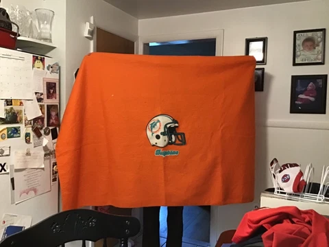 vintage miami dolphins woolen orange blanket Cover