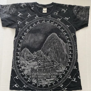 Lama Shirt Machu Picchu Peru AOP Shirt All Over Print Medium Tee Schwarz Rufyars - Bild 1 von 7