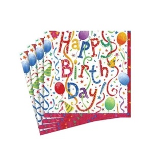 Happy Birthday Paper Cocktail Napkins 20 Countmulticolor9100c - Picture 1 of 3