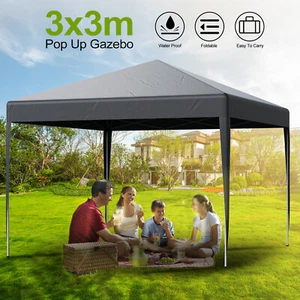 3x3M Heavy Duty Gazebo Marquee Pop-up Waterproof Garden Party Tent UV50+ Grey UK - Picture 1 of 11
