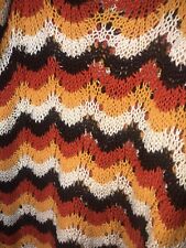 Handmade Crochet Afghan Chair Bed Blanket Fall Colors 76” X 170” Lighter Weight