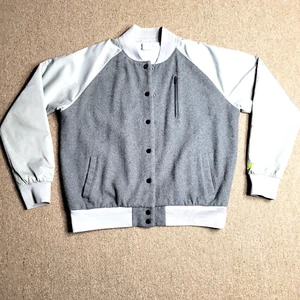 Nike Women's Varsity Wool OG Bomber Jacket Grey 394688 072 Size XL Volt Air Max - Picture 1 of 11