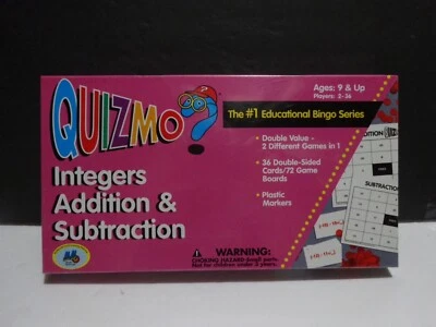 Quizmo Integers, Addition, Subtraction Bingo World Class Learning Material Vtg - Image 1 of 3