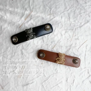 Elegant PU Leather Hair Clip and Scrunchie Set - Perfect Gift for Women and Girl - Foto 1 di 11