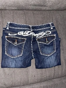 Ed Hardy Spell Out by Christian Audigier Women Jeans Wide Stitch Dark Blue Sz 25 - Bild 1 von 11