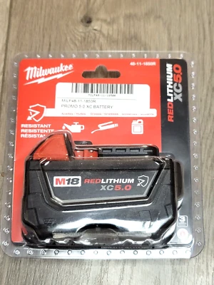 Paquete de baterías resistentes a productos químicos de capacidad extendida Milwaukee M18 5,0 #48-11-1850R Foto 1 de 2