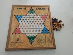 Vtg. Chinese Checkers/ Checkers Game Board With Wood Playing Pegs. Milton... - Picture 1 of 5