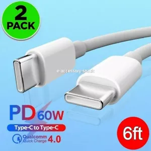 (2 Pack) 6FT Type USB-C to USB-C Cable Fast Charging PD Cord Rapid Charger OEM - Picture 1 of 9