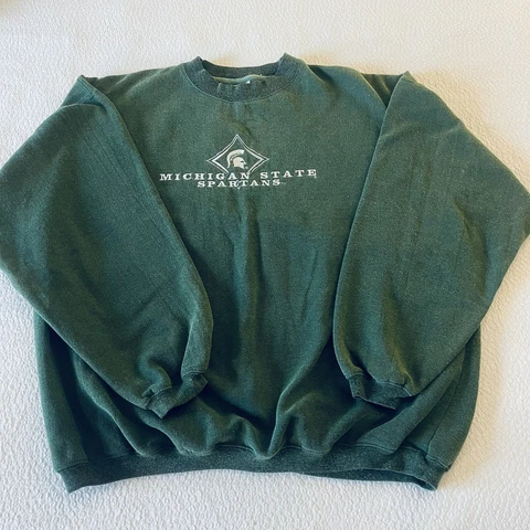 Vintage Michigan State Spartans Sweatshirt Sz L Hong Kong NCAA 90s Green College Cover