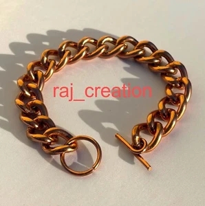 PURE SOLID COPPER BRACELET HANDMADE UNISEX Copper heavy chain copper Anklet chai - Picture 1 of 3
