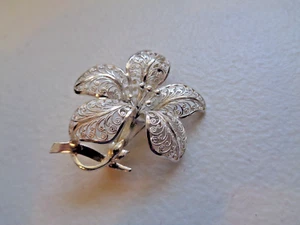 Silver filigree Flower brooch 925 Hallmarked 55mm x 38mm 8.6grams Used - Picture 1 of 22